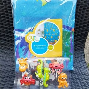 Sea-Themed Shower Curtain & Hook Set